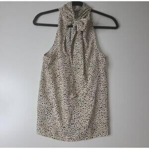 BISHOP + Young Leopard Print Halter Sleeveless Bow Tie Top Size Small